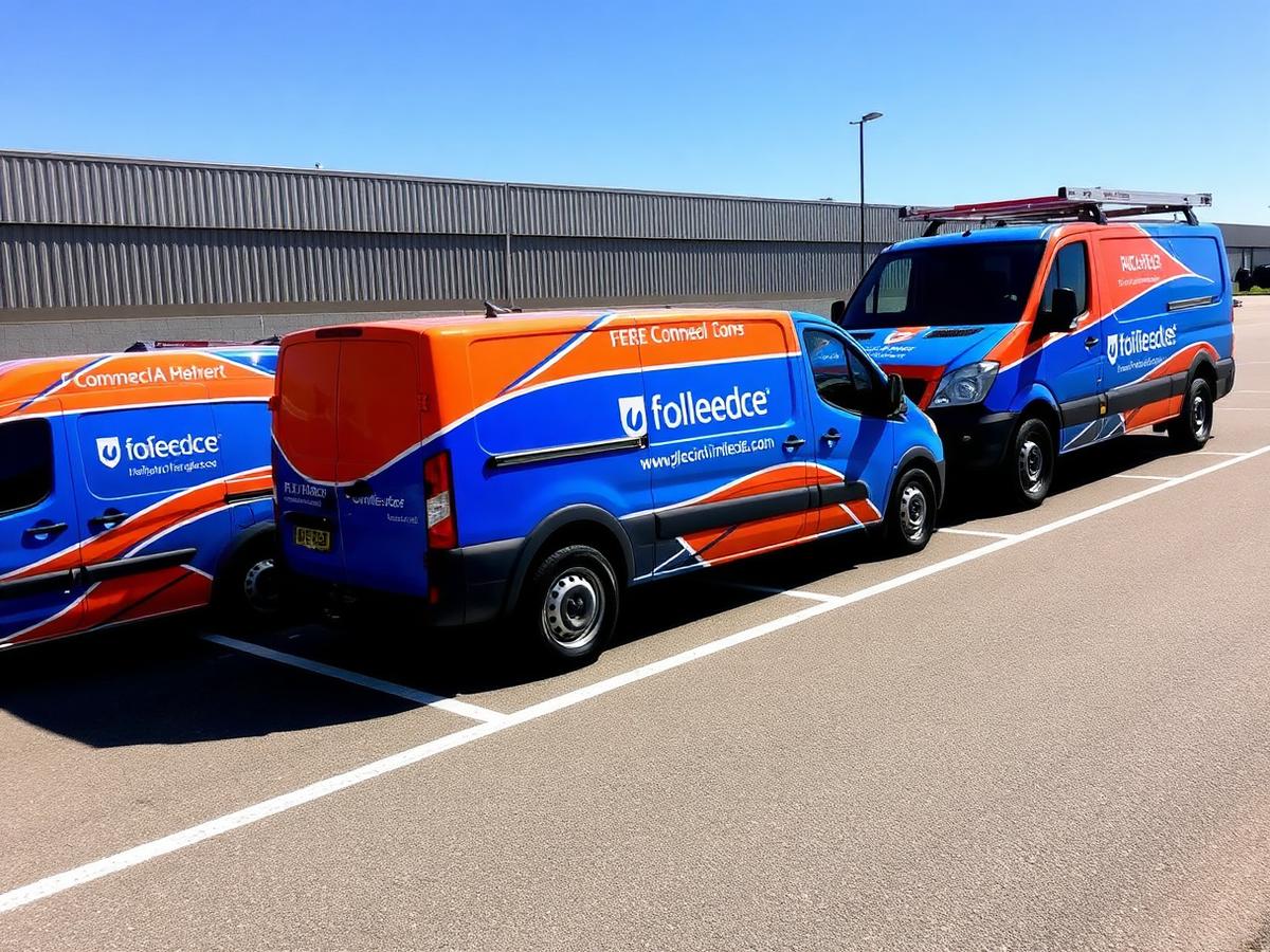 Fleet of wrapped commercial vans
